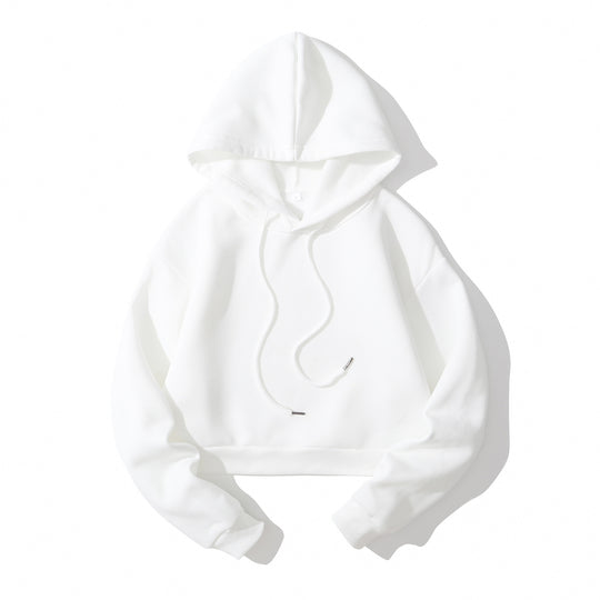 Damen nan cropped Kapuzenpullover mit weichem Fleece‑Innenfutter und elastischem Rippbund EB