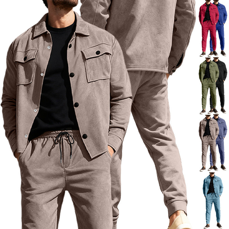 Herren nan Shirtjacke mit Pattentaschen und gerade geschnittene Chinohose EB