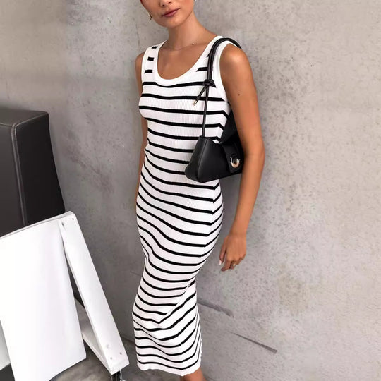 Damen Maxikleid im modernen Streifenlook EB
