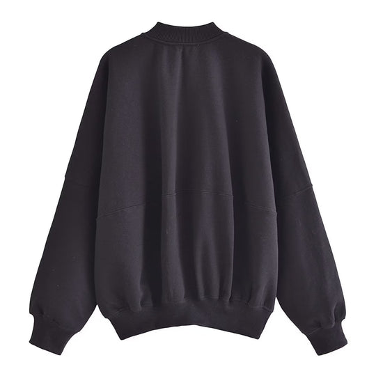 Damen lässige Sweatjacke mit hohem Kragen und praktischen Taschen EB