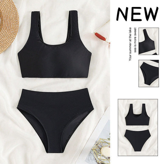 Damen Sport-Bikini mit hochtailliertem Slip und breiten Trägern EB