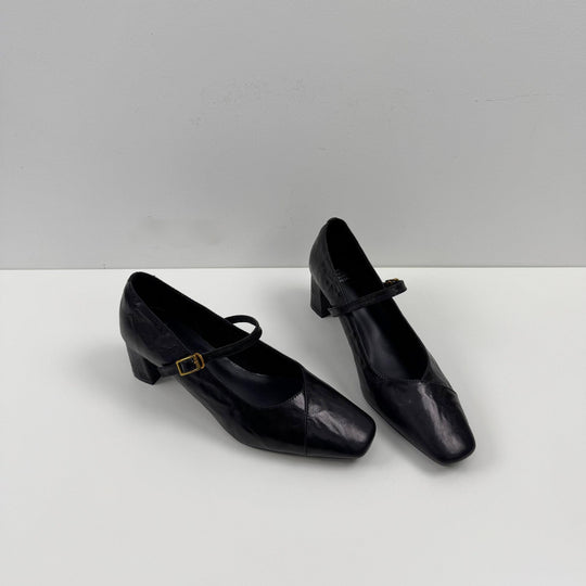 Damen Elegante Slingback-Pumps aus hochwertigem Leder mit komfortablem Blockabsatz EB