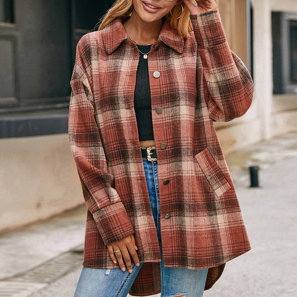 Damen Wollmantel im tartan Design EB