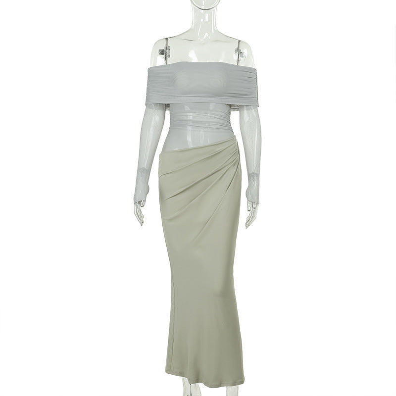 Damen Off-Shoulder Wickelkleid mit Rüschendetails EB