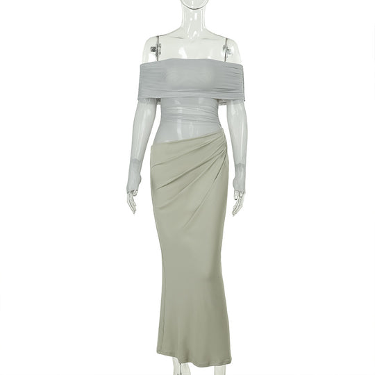 Damen Off-Shoulder Wickelkleid mit Rüschendetails EB
