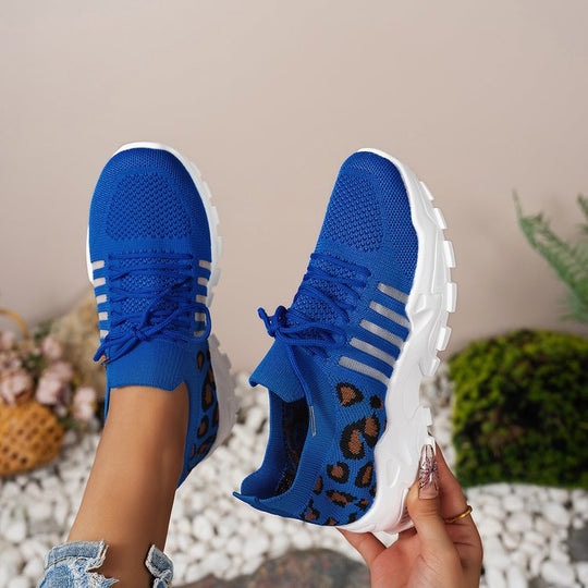 Damen Sportliche Sneakers mit atmungsaktivem Netzmaterial und modischem Tiermuster EB