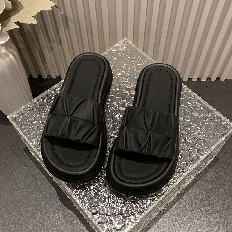 Damen bequeme Mules mit elegantem Rüschendesign EB