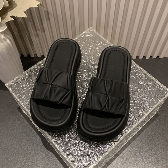 Damen bequeme Mules mit elegantem Rüschendesign EB