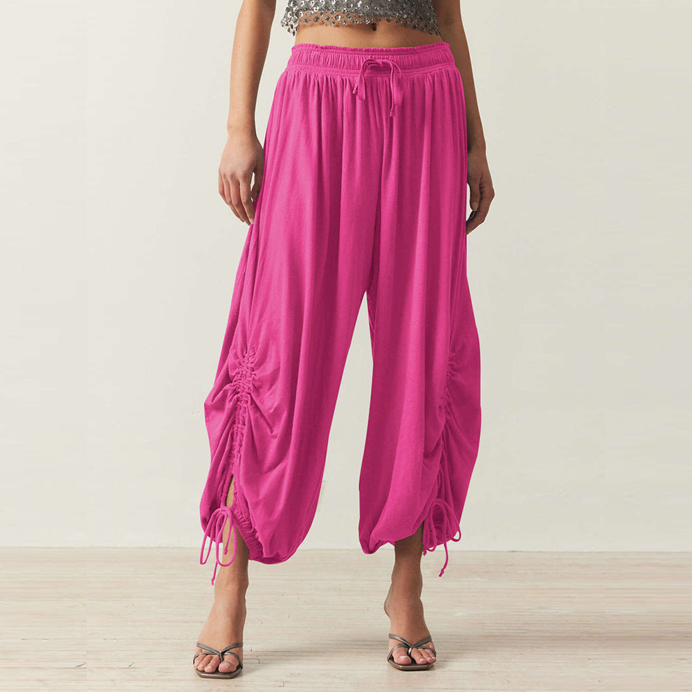 Damen Bequeme Haremshose mit raffinierten Rüschendetails EB