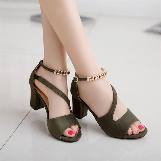 Damen elegante Riemchen-Pumps mit goldenen Akzenten Heidi Mode