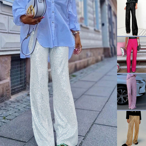 Damen Glamouröse Pailletten-Hose EB