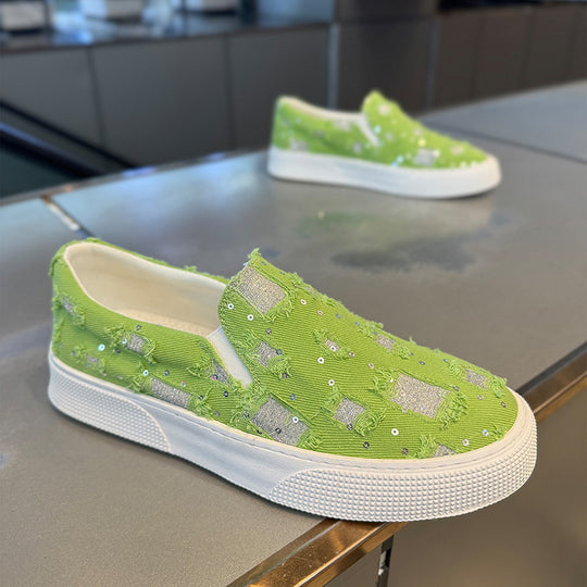 Damen Modische Slip-On Sneakers mit funkelnden Akzenten EB