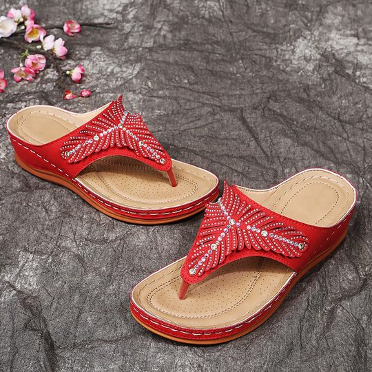 Damen Zehentrenner-Sandalen mit funkelnden Applikationen EB