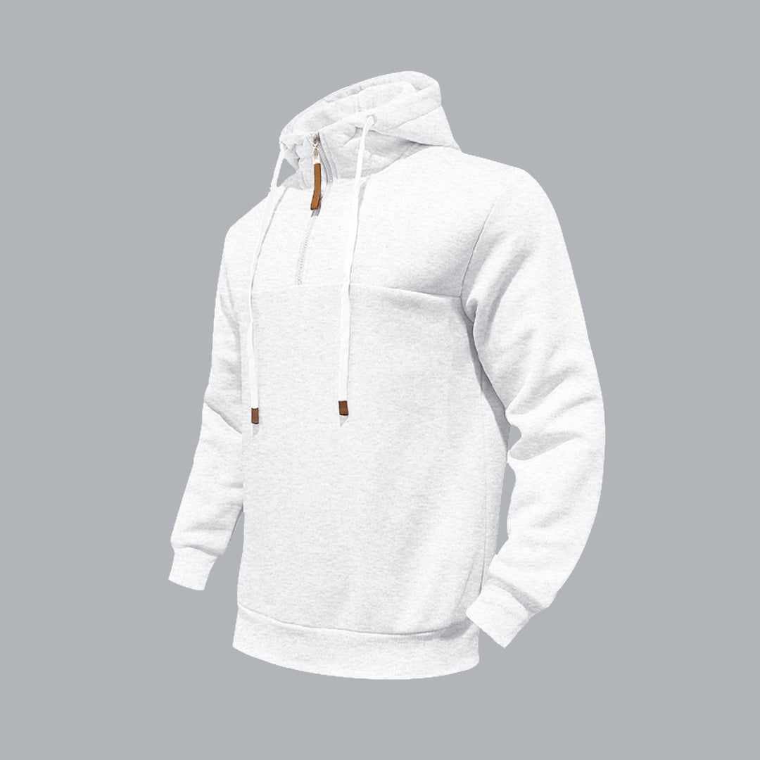 Herren Sportlicher Kapuzenpullover mit halbem Reißverschluss und Kordelzug EB