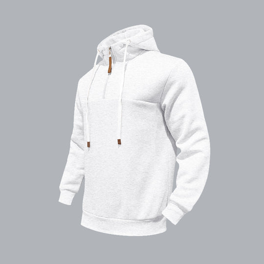 Herren Sportlicher Kapuzenpullover mit halbem Reißverschluss und Kordelzug EB