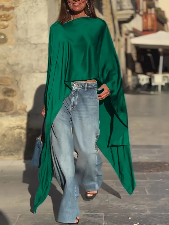 Damen luftige Tunika mit asymmetrischem Schnitt EB