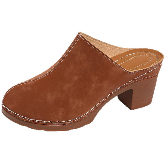 Damen Elegante Clogs aus hochwertigem Wildleder mit komfortablem Blockabsatz EB