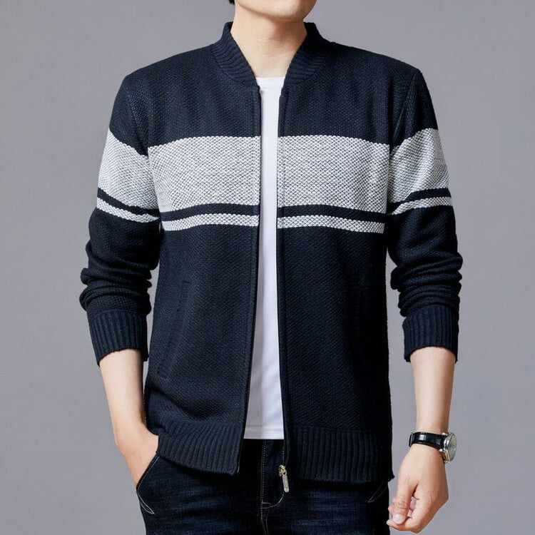 Herren Strickjacke mit modernem Zipper und strukturiertem Design EB