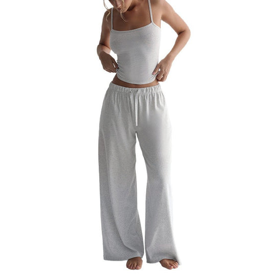 Damen Gemütliches und stylisches Lounge-Set mit weitem Bein und Trägeroberteil EB
