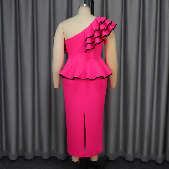 Damen Elegantes Wickelkleid mit Rüschen und transparentem Oberteil EB
