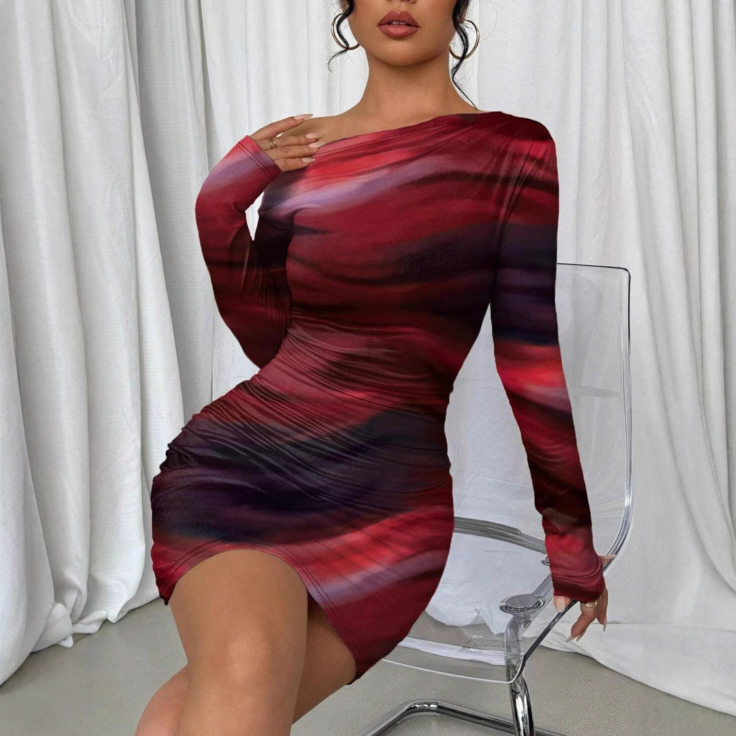 Damen Körperbetontes Mini-Kleid mit asymmetrischem Schnitt EB