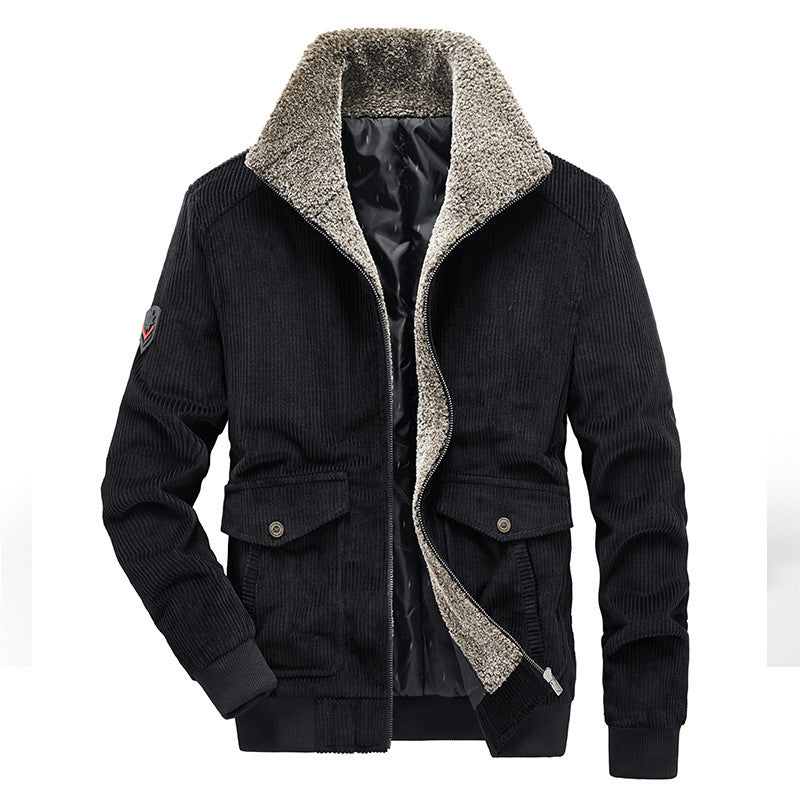 Herren Cord-Blouson im Pilotenstil mit durchgehendem Sherpa-Innenfutter und Pattentaschen EB