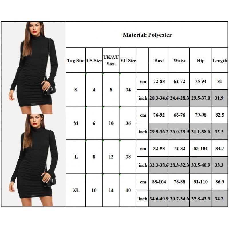 Damen Enganliegendes Stretch‑Minikleid mit Stehkragen und seitlicher Raffung EB