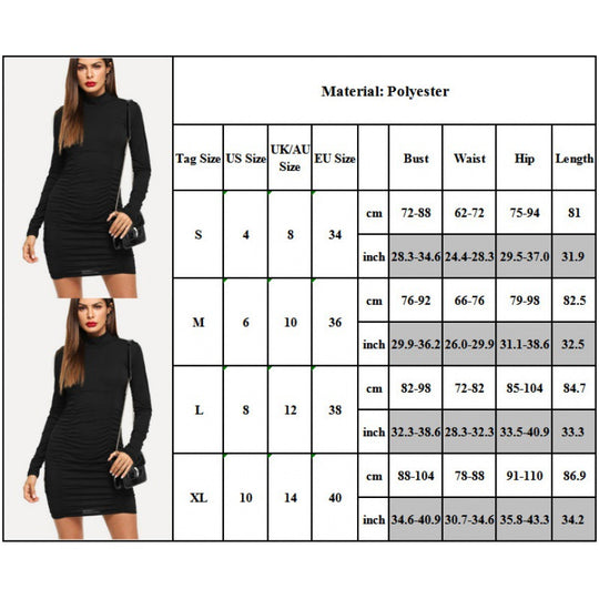 Damen Enganliegendes Stretch‑Minikleid mit Stehkragen und seitlicher Raffung EB
