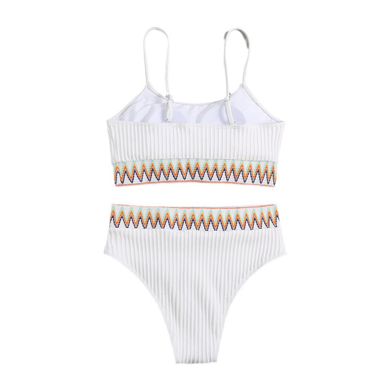 Damen Hoch geschnittener Bikini mit sportlichem Oberteil und kreativem Design EB