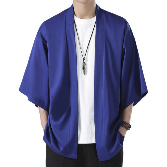 Herren nan kimonoartige Kurzjacke im Oversize-Stil mit offenem Schnitt und weichem Fall EB