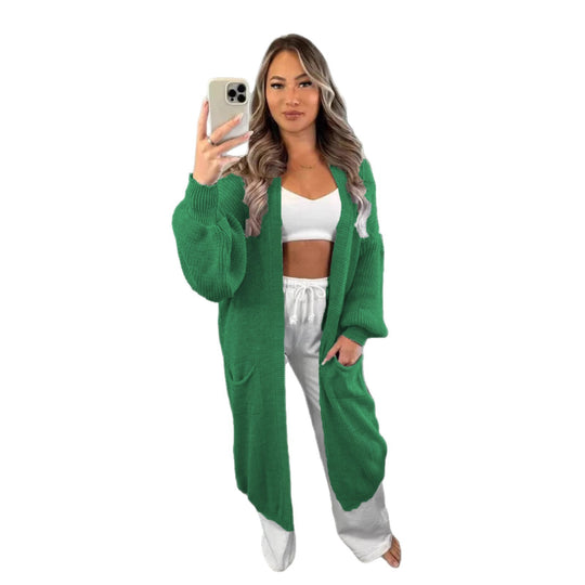 Damen Großer Strickcardigan mit offenem Schnitt und praktischen Taschen EB