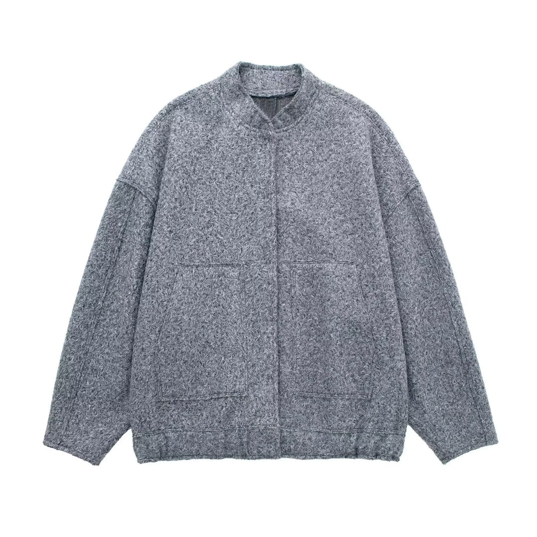 Damen Kuschelige Oversized-Jacke aus flauschigem Material mit praktischen Taschen EB