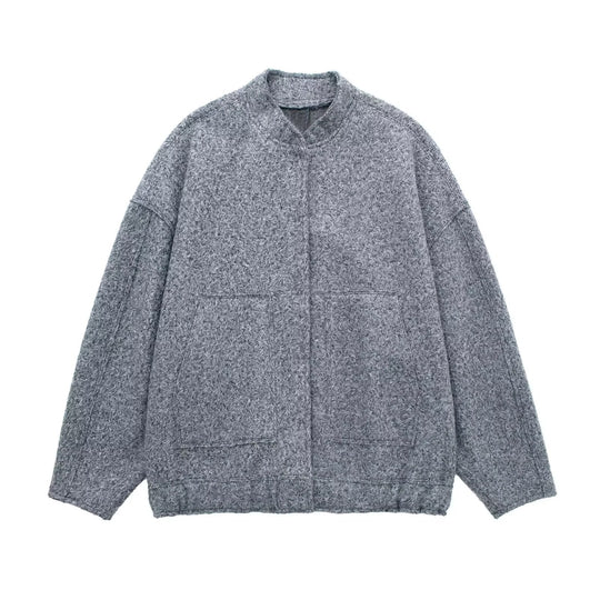 Damen Kuschelige Oversized-Jacke aus flauschigem Material mit praktischen Taschen EB