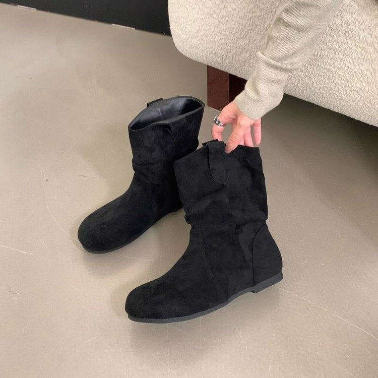 Damen Elegante Stiefel mit weichem Veloursleder und rutschfester Sohle EB