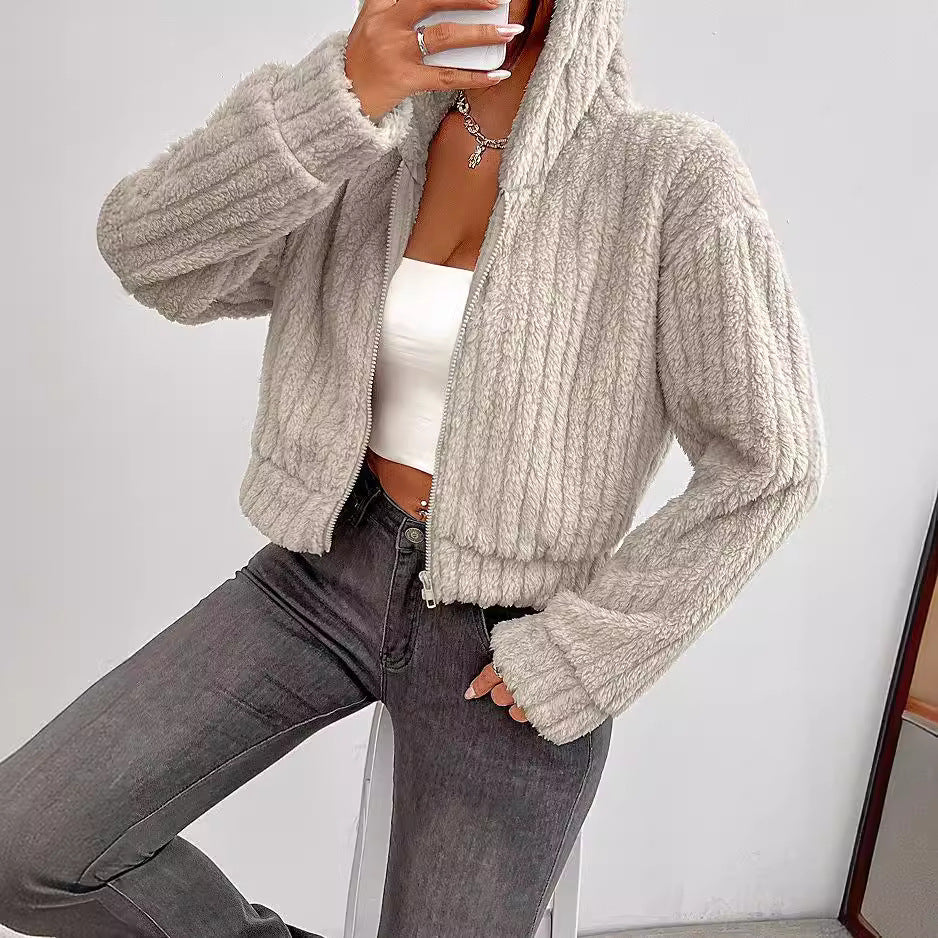 Damen Rotationsjacke aus kuscheligen Fleece mit Hohem Kragen EB