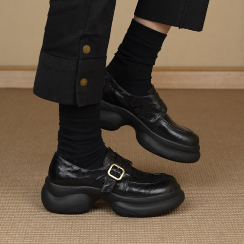 Damen Mokassins mit elegante Schnalle und komfortabler Plattformsohle EB