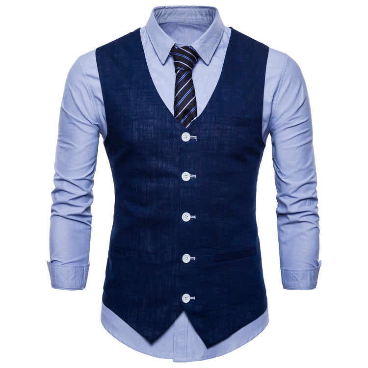 Herren elegante Anzugweste mit praktischen Taschen und detailliertem Design EB