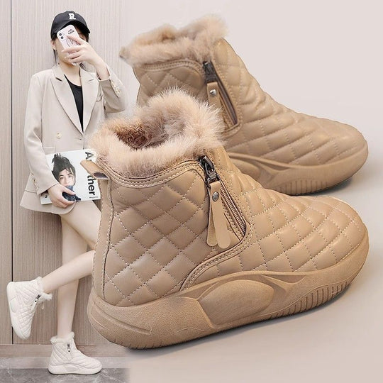 Damen modische Winter-Sneaker mit kuscheligem Innenfutter und praktischem Reißverschluss EB
