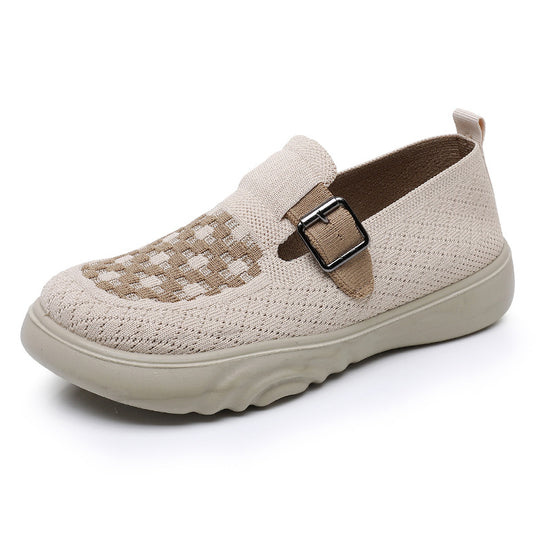 Damen Komfortable Slip-On Freizeitschuhe mit modischem Riemen EB
