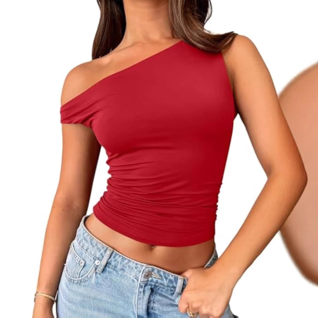 Damen asymmetrisches Oberteil mit Raffung EB