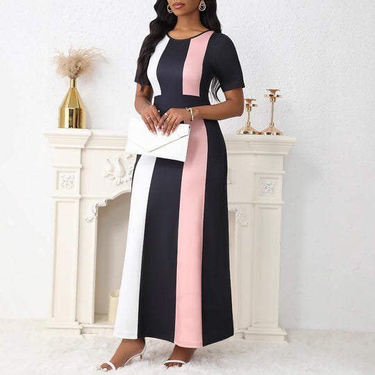 Damen Maxikleid mit modernem Farbblock-Design und praktischen Taschen EB