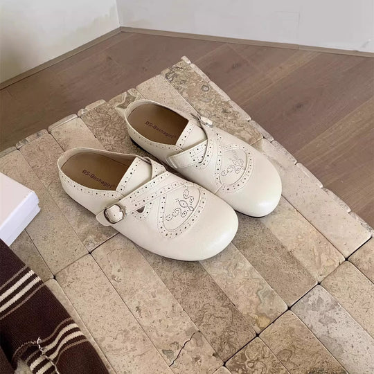 Damen Mokassins mit floralem Schnallenakzent und hochwertigem Leder EB
