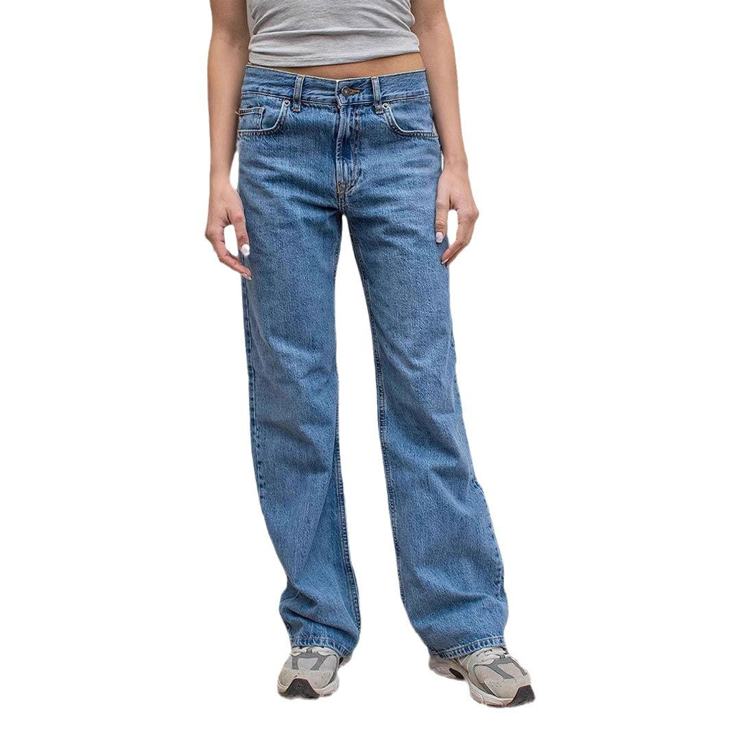 Damen weite Jeans mit lässigem Schnitt und ausgefranstem Saum EB