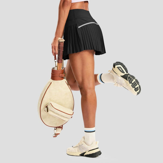 Damen Sportlicher Plisseerock mit integrierten Shorts EB