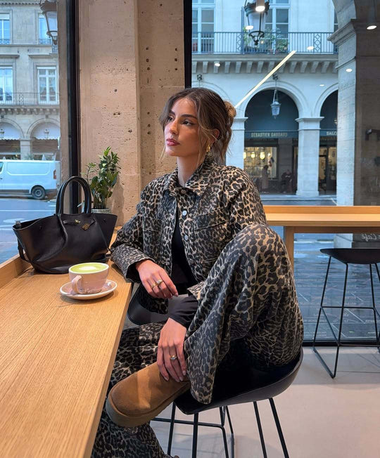 Damen Leoparden-Print Kurzjacke EB