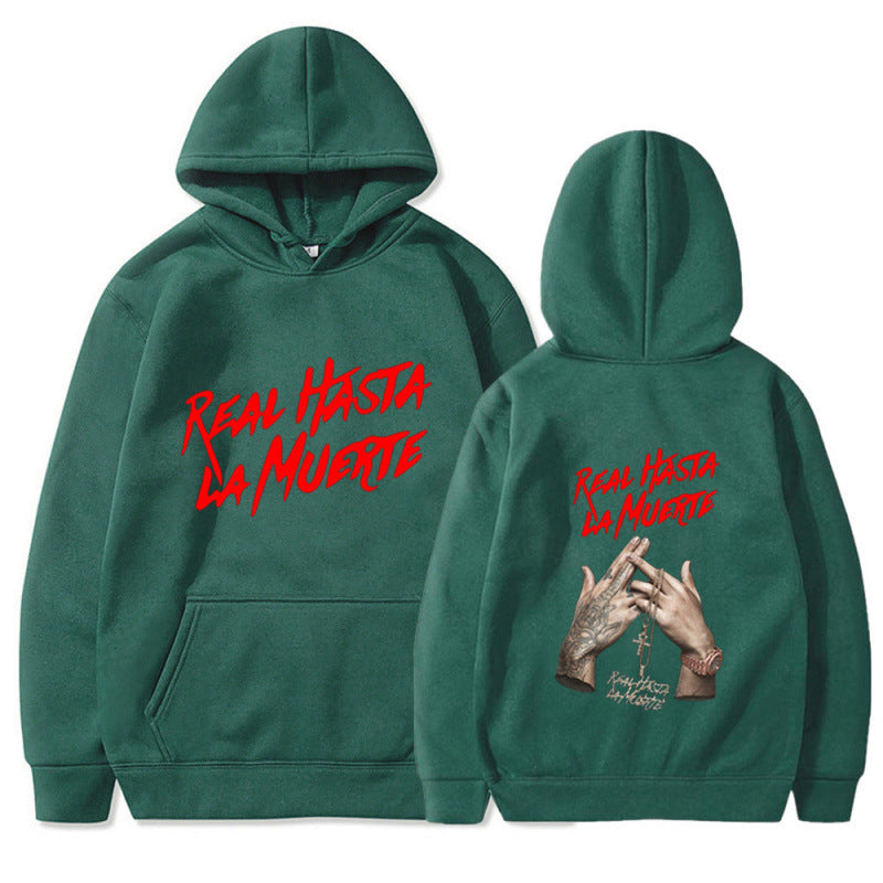 Damen Kapuzensweater mit auffälligem Schriftzug in urbanem Stil EB