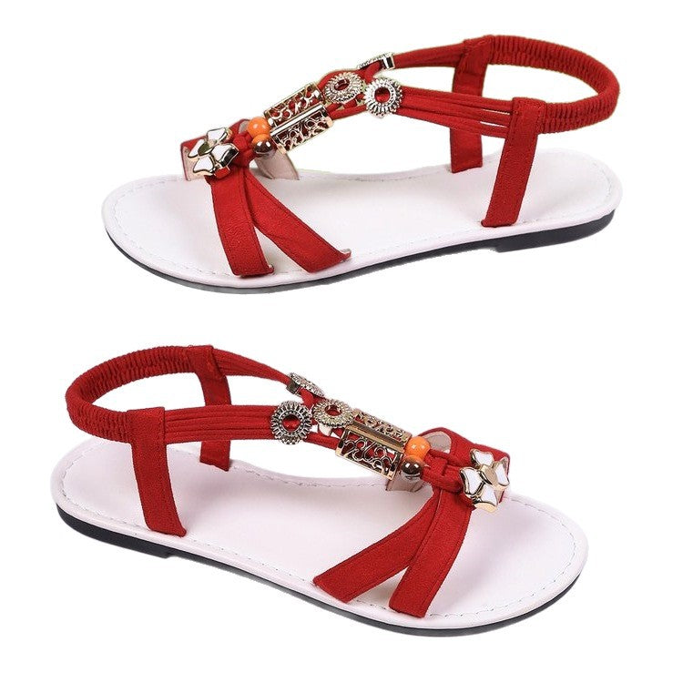 Damen modische Riemchen-Sandalen mit hochwertigen Schmuckdetails EB