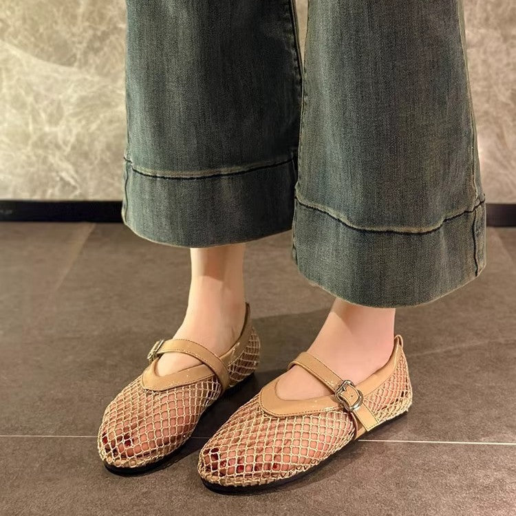 Damen elegante Ballerinas mit Netzdesign EB
