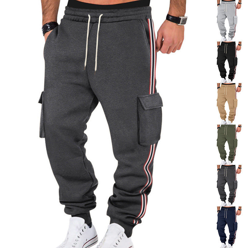 Herren nan sportliche Cargojogginghose mit Kordelzug und Klappentaschen EB