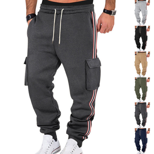 Herren nan sportliche Cargojogginghose mit Kordelzug und Klappentaschen EB